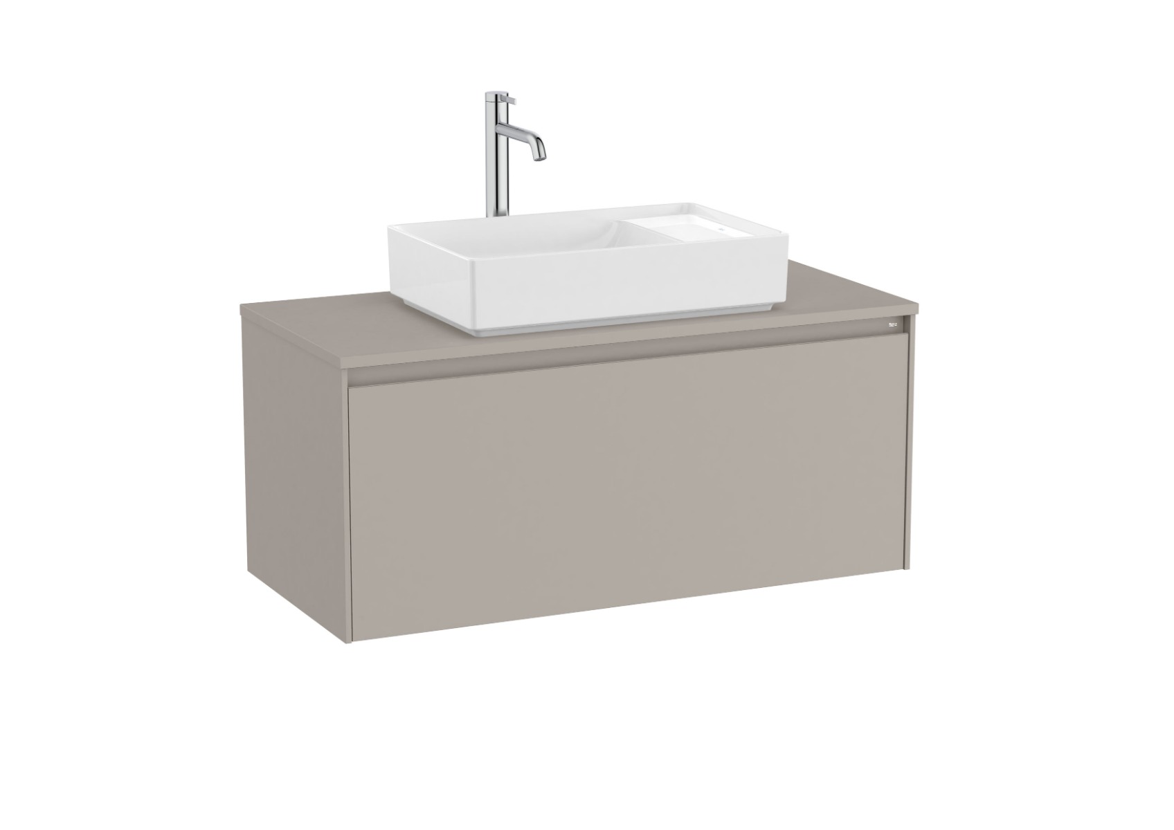 Ona 1000mm Base unit for over countertop basin with one drawer - Sand Grey