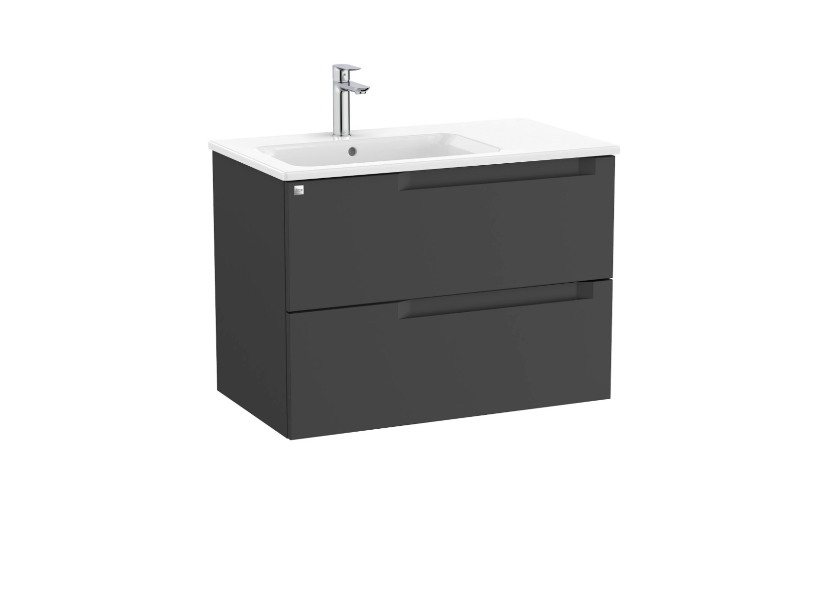Aleyda Unik (vanity unit with 2 drawers and left hand basin) 800 x 460 - Matt Black