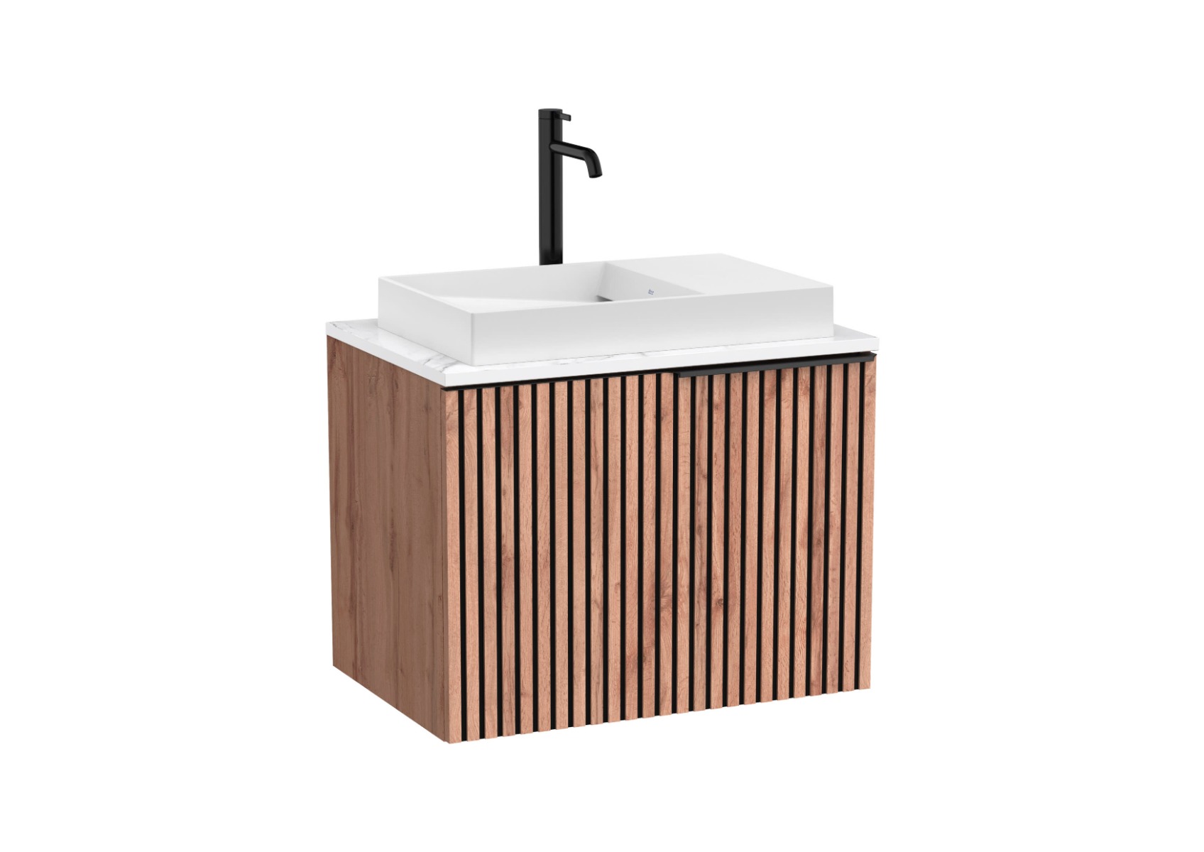 Horizon Vanity Unit with Marble Countertop and Dash Over Countertop Basin(White) - Oak Riveria