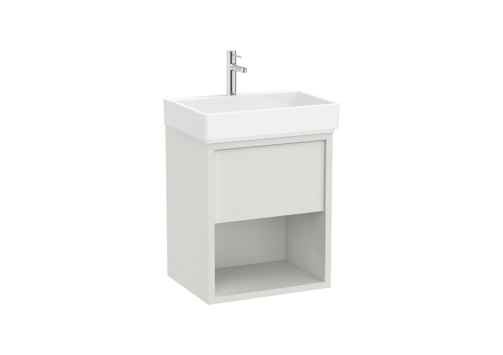 Tura Unik 550mm (vanity unit with one drawer, bottom shelf and basin) - Off White