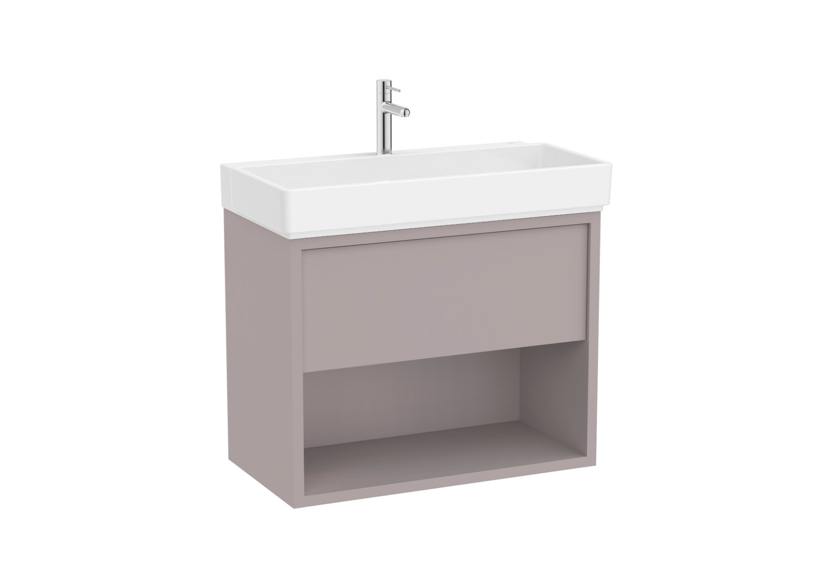 Tura 800mm x 430mm Unik (vanity unit with one drawer, bottom shelf and basin) - Light Noble Grey