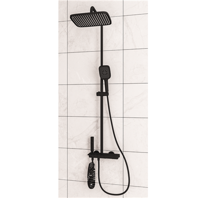 Exposed Thermostatic Shelf Shower set - Black