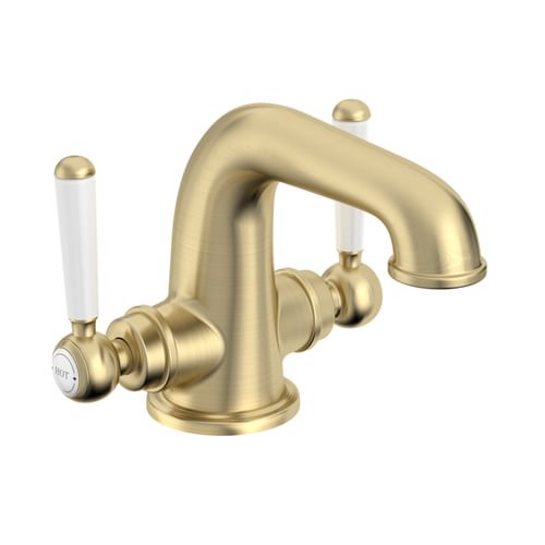 Lansdown Twin Handle Basin Mixer With Click Waste - Brushed Brass