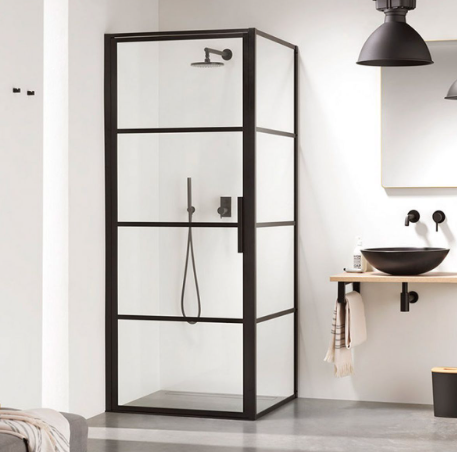 Impey Soho Pivot Door Black Shower Enclosure Right