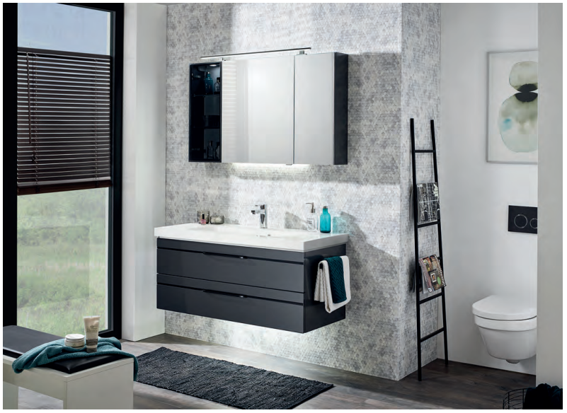 Balto Vanity Unit 1210mm & Mirror Cabinet - Anthracite High Gloss