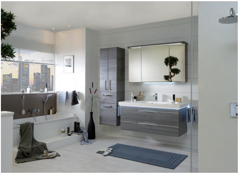 Balto Vanity Unit 1400mm, Mirror Cabinet & Side Cabinet - Graphite