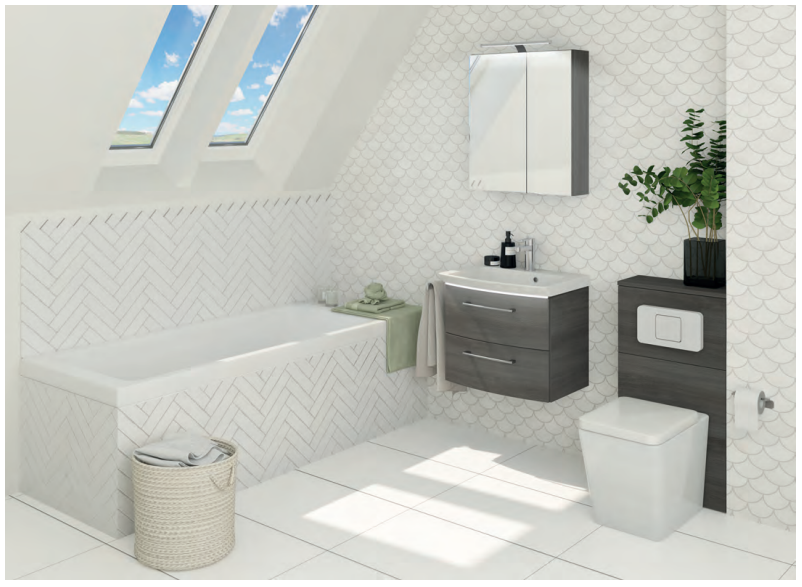 Cassca Vanity Unit 620mm, Mirror Cabinet & WC unit - Graphite