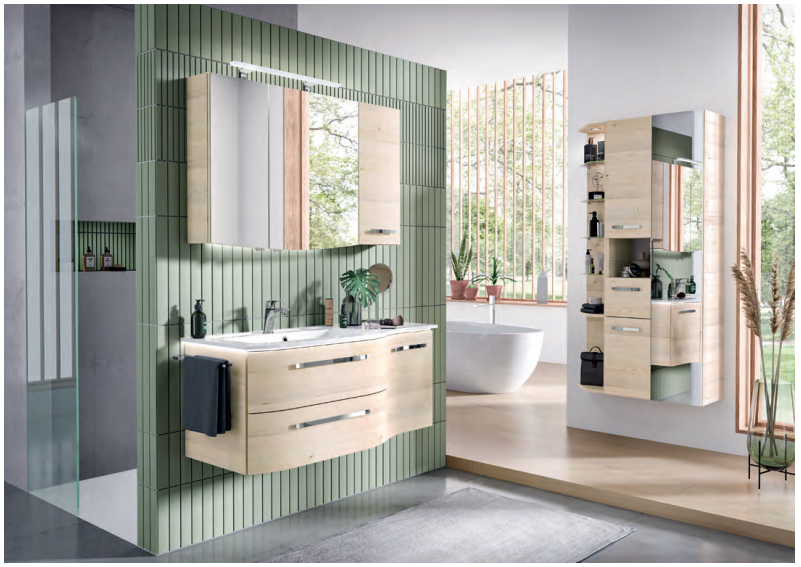 Contea Vanity Unit 1167mm, Side Units 900mm & Mirror - Polar Pine