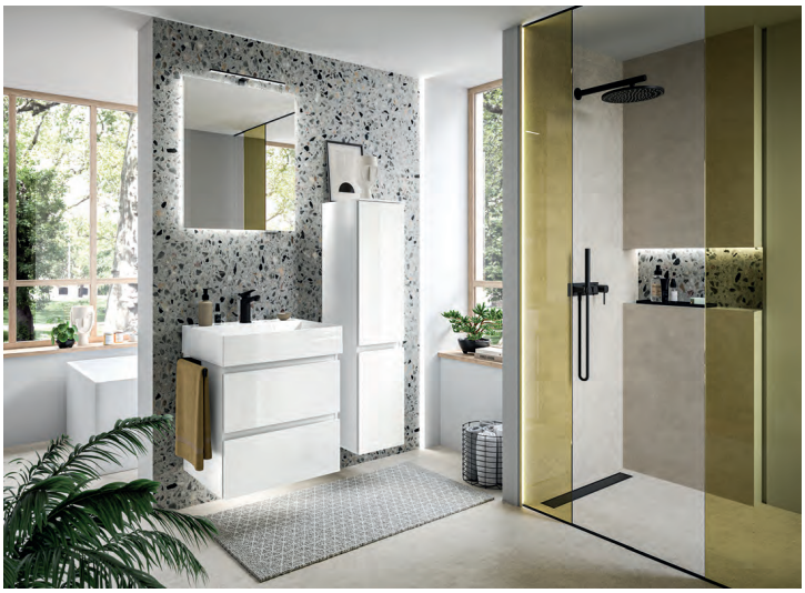 Pcon Select I Vanity Unit 580mm, Side units & Mirror - White High Gloss