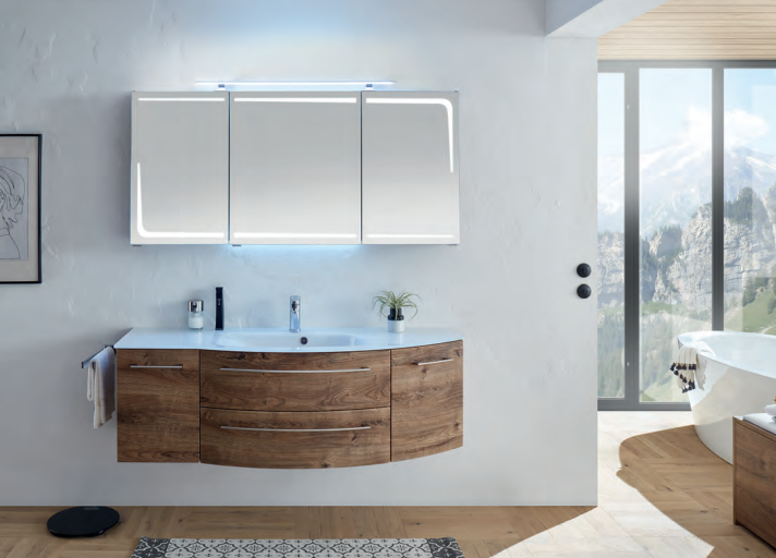 Series 7005 Vanity Unit 1510mm & Mirror cabinet - Ribbeck oak