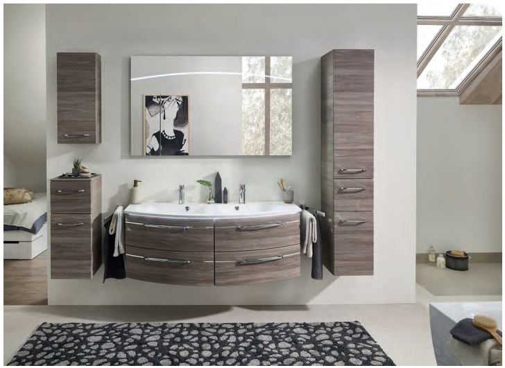 Series 7045 Double Vanity Unit 1310mm, Side units & Mirror - Sanremo oak