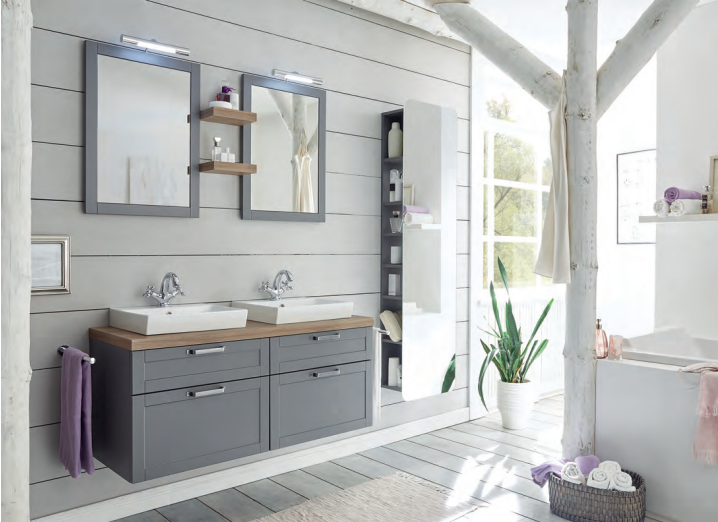 Series 9030 Vanity Unit 1300mm, Side units & Mirror - Quartz Grey Matt 