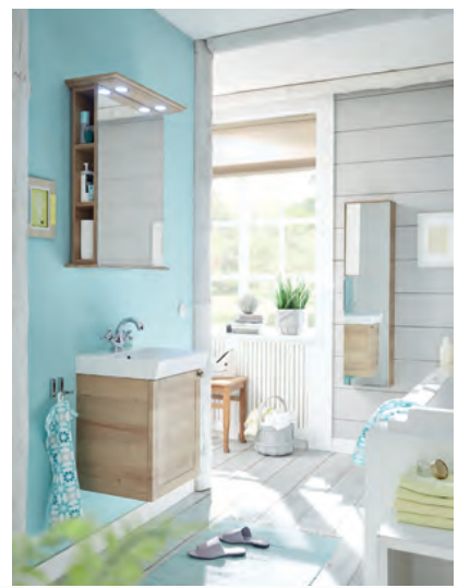 Series 9030 Vanity Unit 450mm, Side units & Mirror Cabinet - Riviera Oak