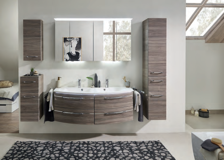 Series 7045 Double Vanity Unit 1310mm, Side units & Mirror Cabinet - Sanremo oak