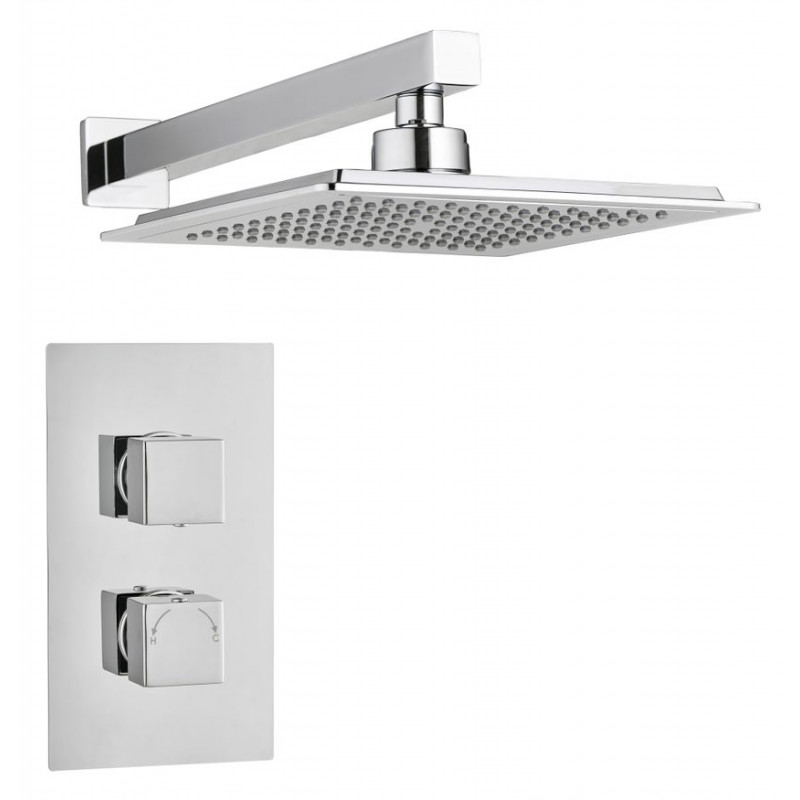 Bruma Square Concealed 2 Handle 1 Way Shower Set Wall Kit Chrome
