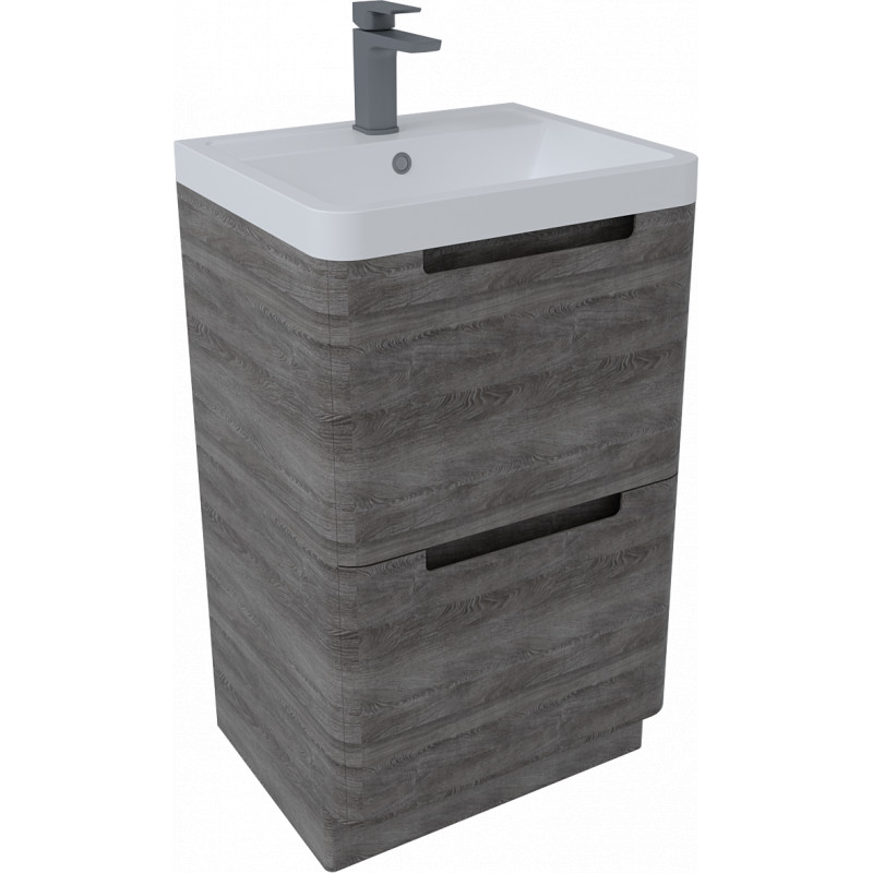 Bisbiglio Vanity & Basin Floor Standing Unit 500mm Graphite Grey Oak