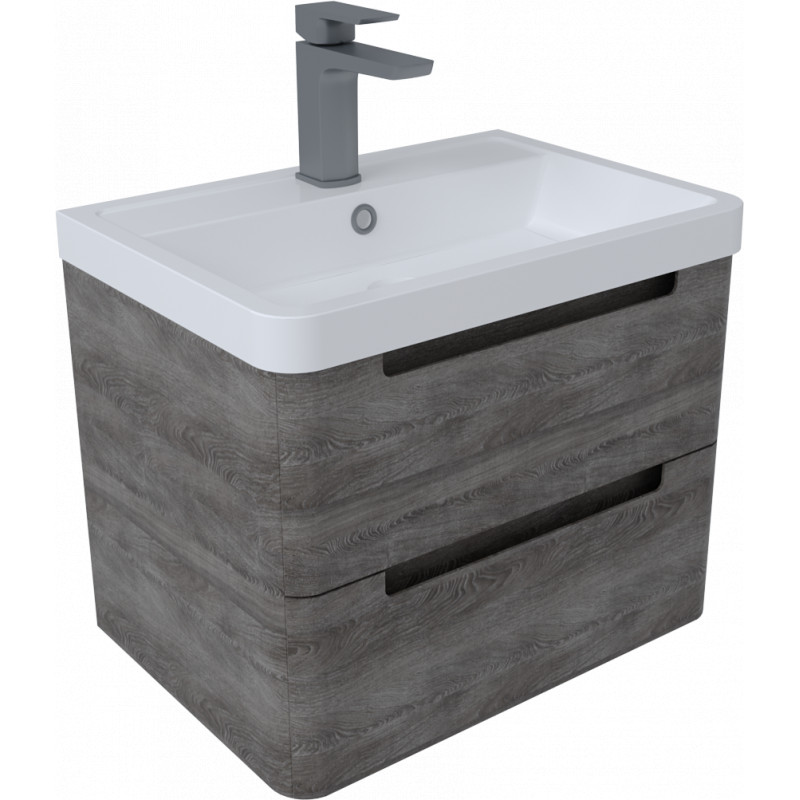 Bisbiglio Vanity & Basin Wall Hung Unit 500mm Graphite Oak 