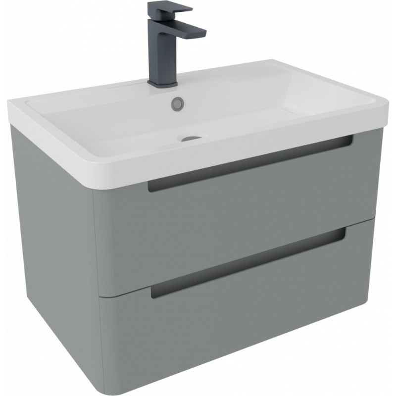 Bisbiglio Vanity & Basin Wall Hung Unit 600mm Light Grey