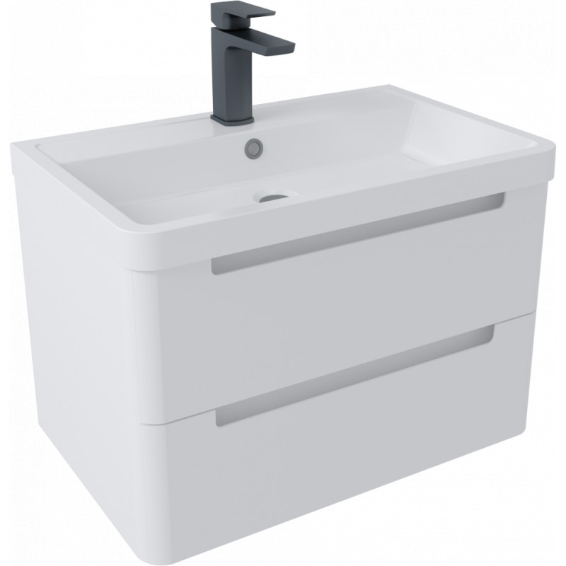 Bisbiglio Vanity & Basin Wall Hung Unit 600mm White Gloss