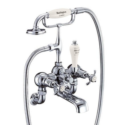 Anglesey Bath Shower Mixer Wall Mounted AN17-Full turn with Medici accent