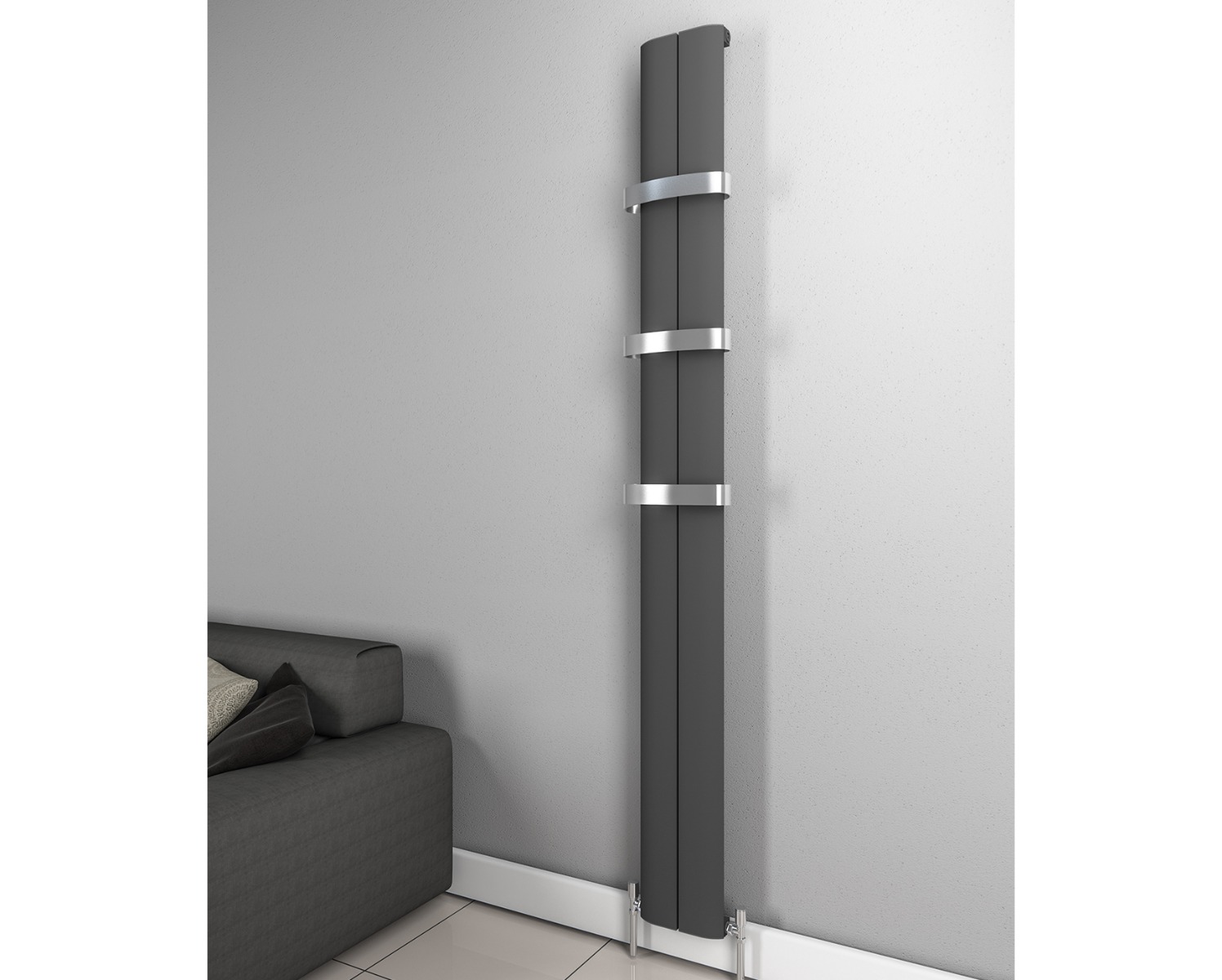 Designer Radiators Astute Compact Heating Only - Matt Black 9005 1800x185