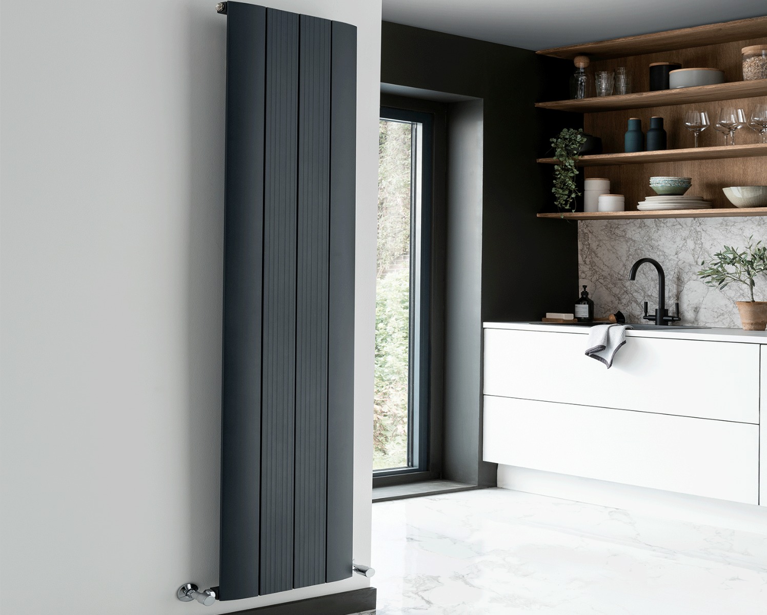Designer Radiators Astute Vertical Single Heating Only - Anthracite 1800x470