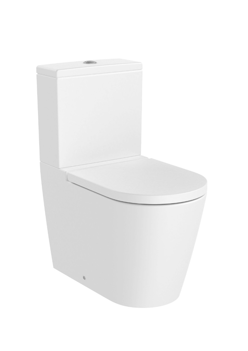 ROUND - Back to wall vitreous china close-coupled Rimless WC with dual outlet A342526620