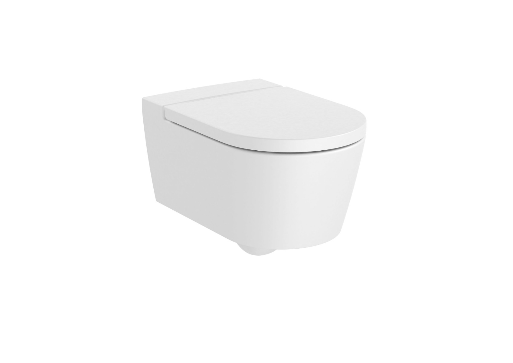 ROUND - Vitreous china Rimless wall-hung WC with horizontal outlet MATT WHITE