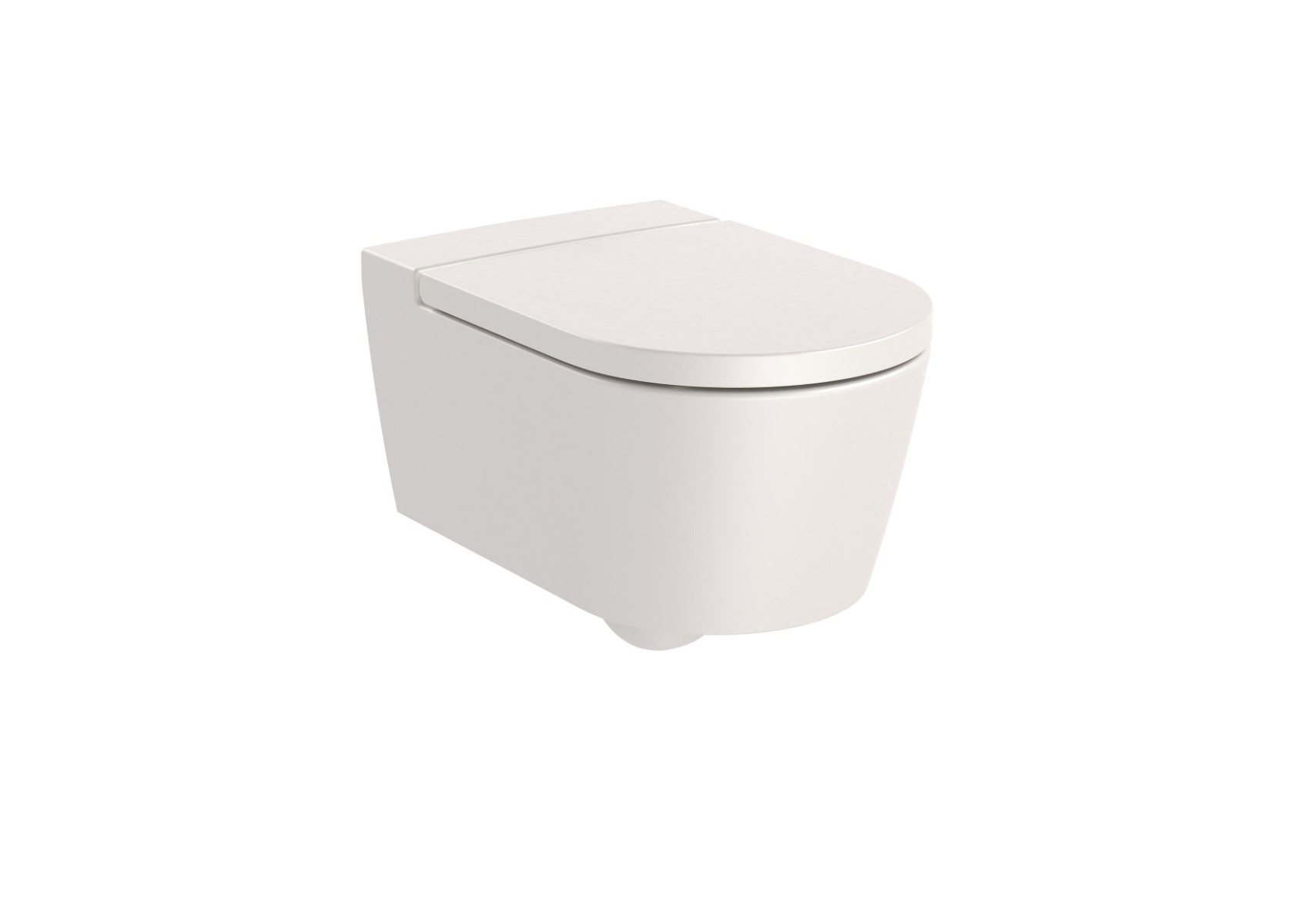 ROUND - Vitreous china Rimless wall-hung WC with horizontal outlet BEIGE