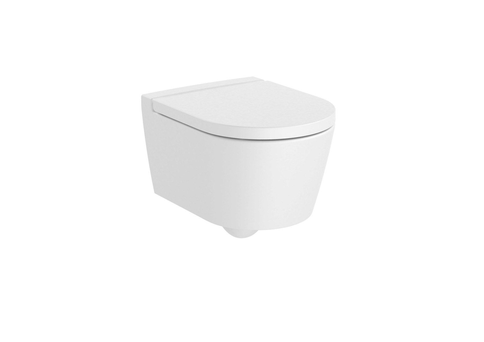 ROUND - Compact vitreous china Rimless wall-hung WC with horizontal outlet MATT WHITE