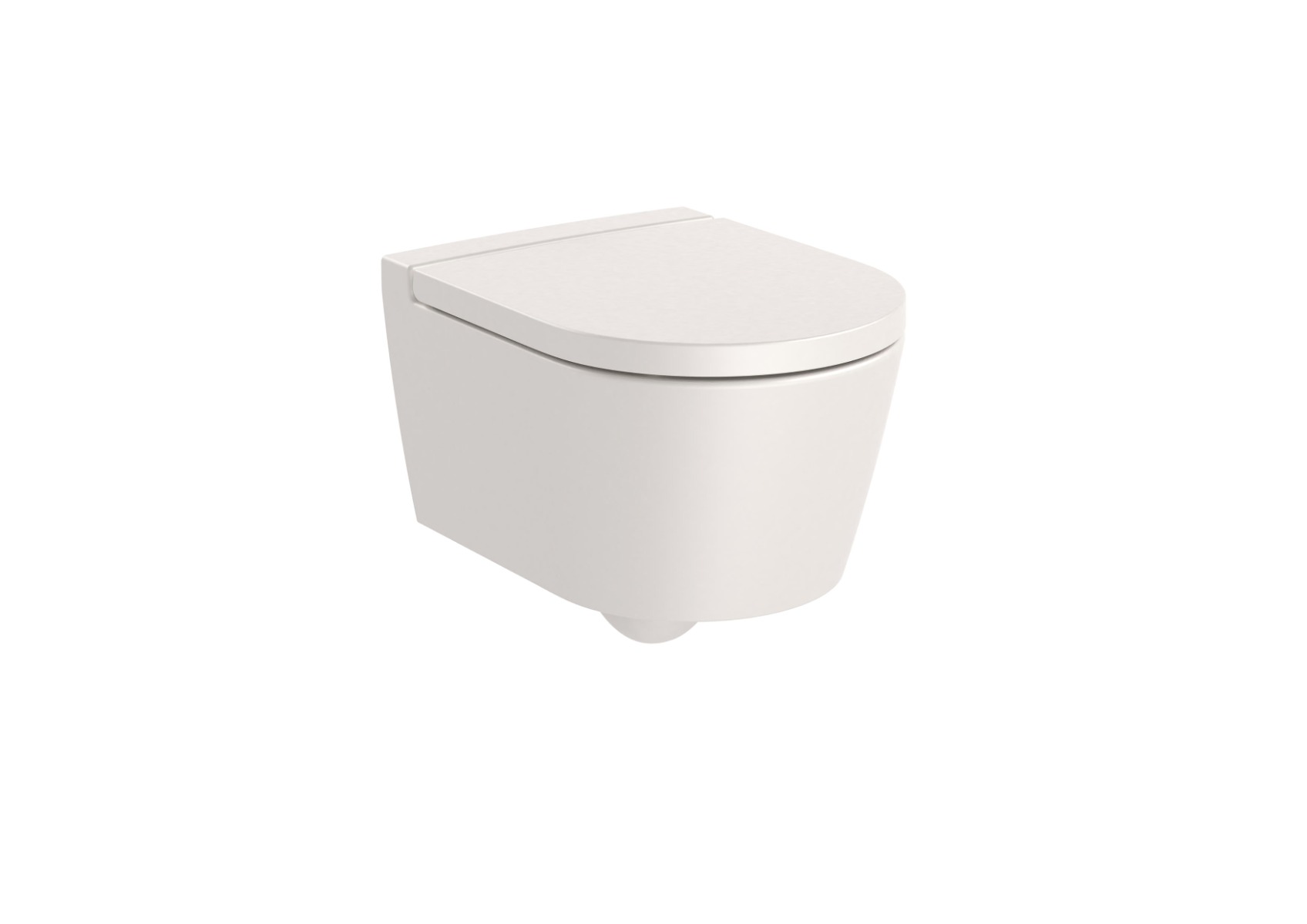 ROUND - Compact vitreous china Rimless wall-hung WC with horizontal outlet BEIGE