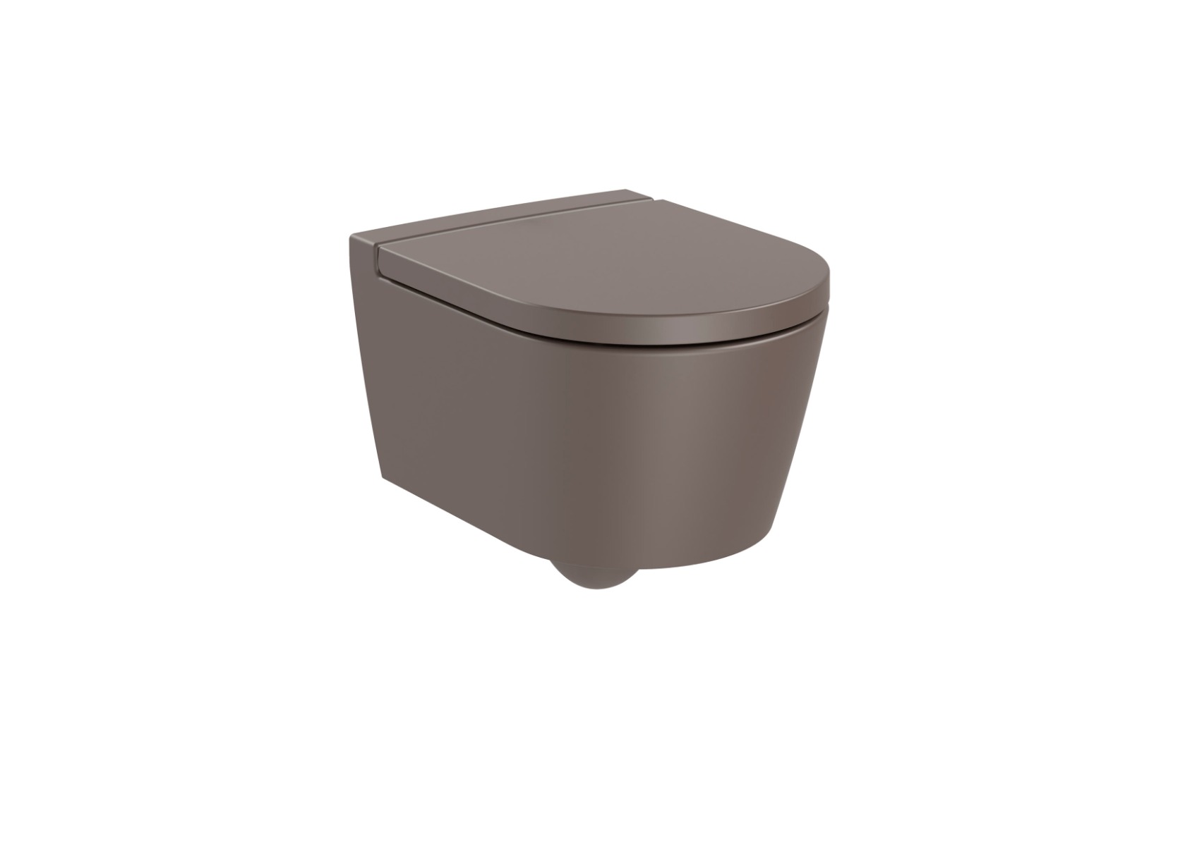 ROUND - Compact vitreous china Rimless wall-hung WC with horizontal outlet COFFEE