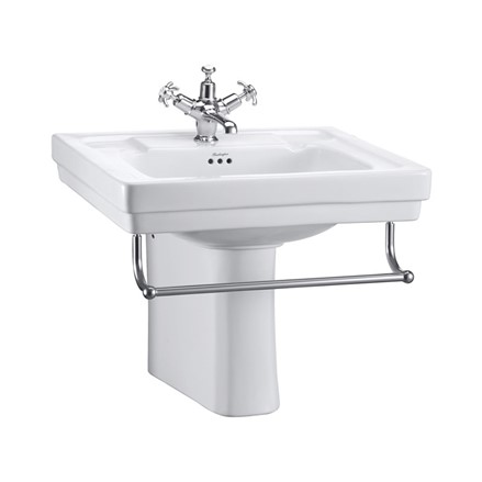 Contemporary 580mm Semi Pedestal Basin with Towel Rail