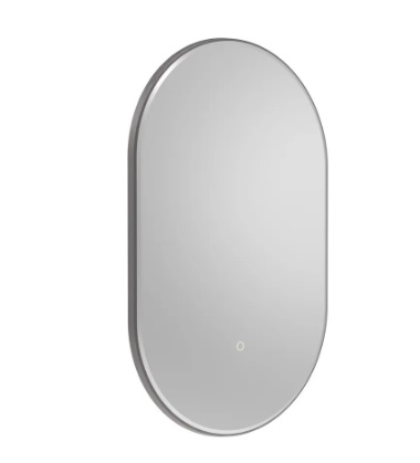 Oxygen Illuminated Pill Bathroom Mirror - Gunmetal