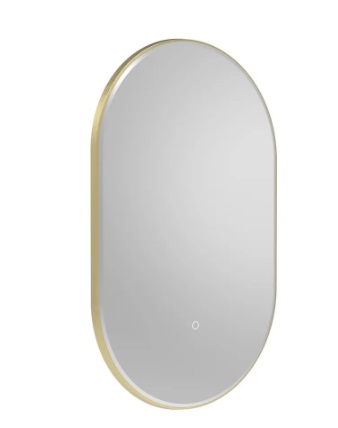 Oxygen Illuminated Pill Bathroom Mirror - Brushed Brass