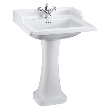 Burlington Classic 650mm Square Basin & Classic Pedestal with 1TH