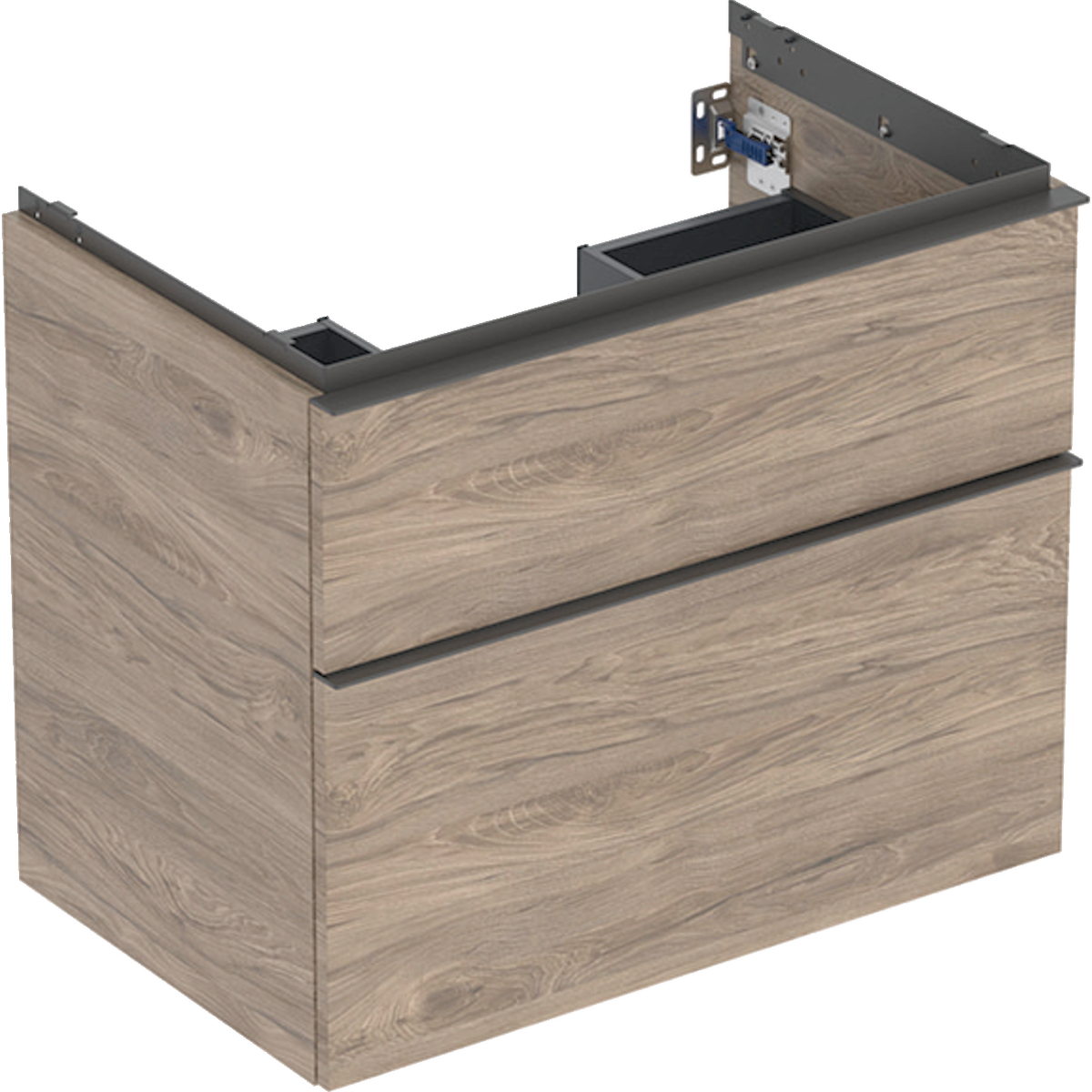 Geberit iCon Washbasin Cabinet 2 Drawer 750mm Hickory Wood-Texture Body/Lava Matt Handle
