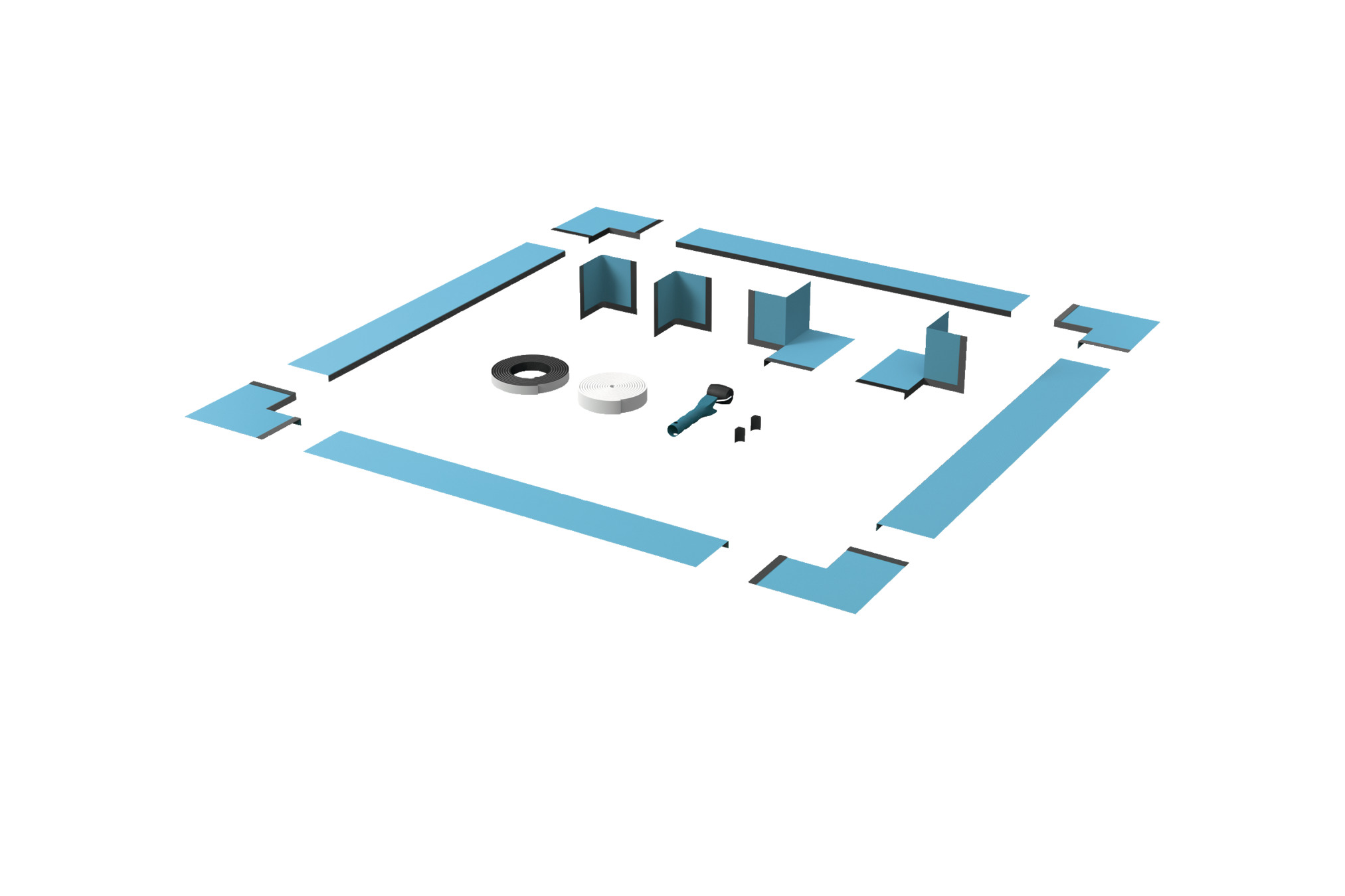 Sealing System for rectangular shower trays