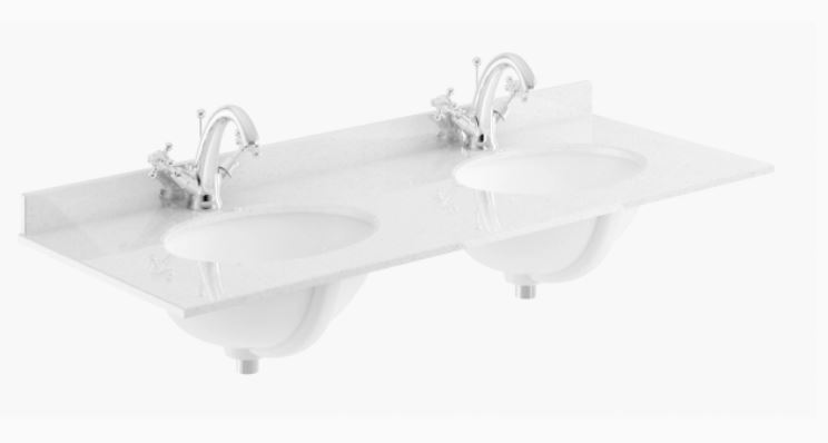 BAYC234 1200MM Marble Double Bowl 1 Tap Hole