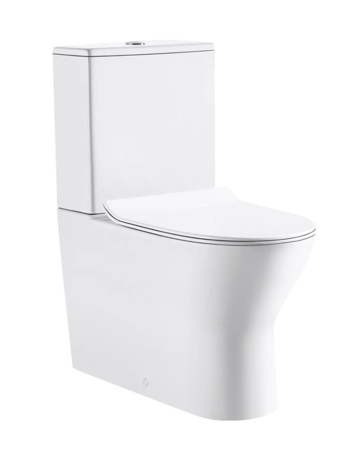 Bari Short projection CC Pan, Cistern, SC Seat (Rimless)