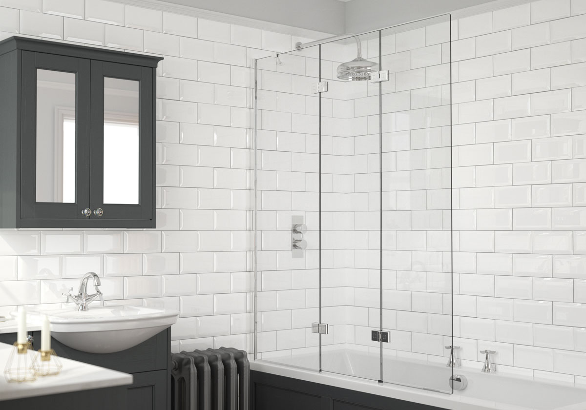 Three Panel In-Fold 6mm Bath Screen (RH)