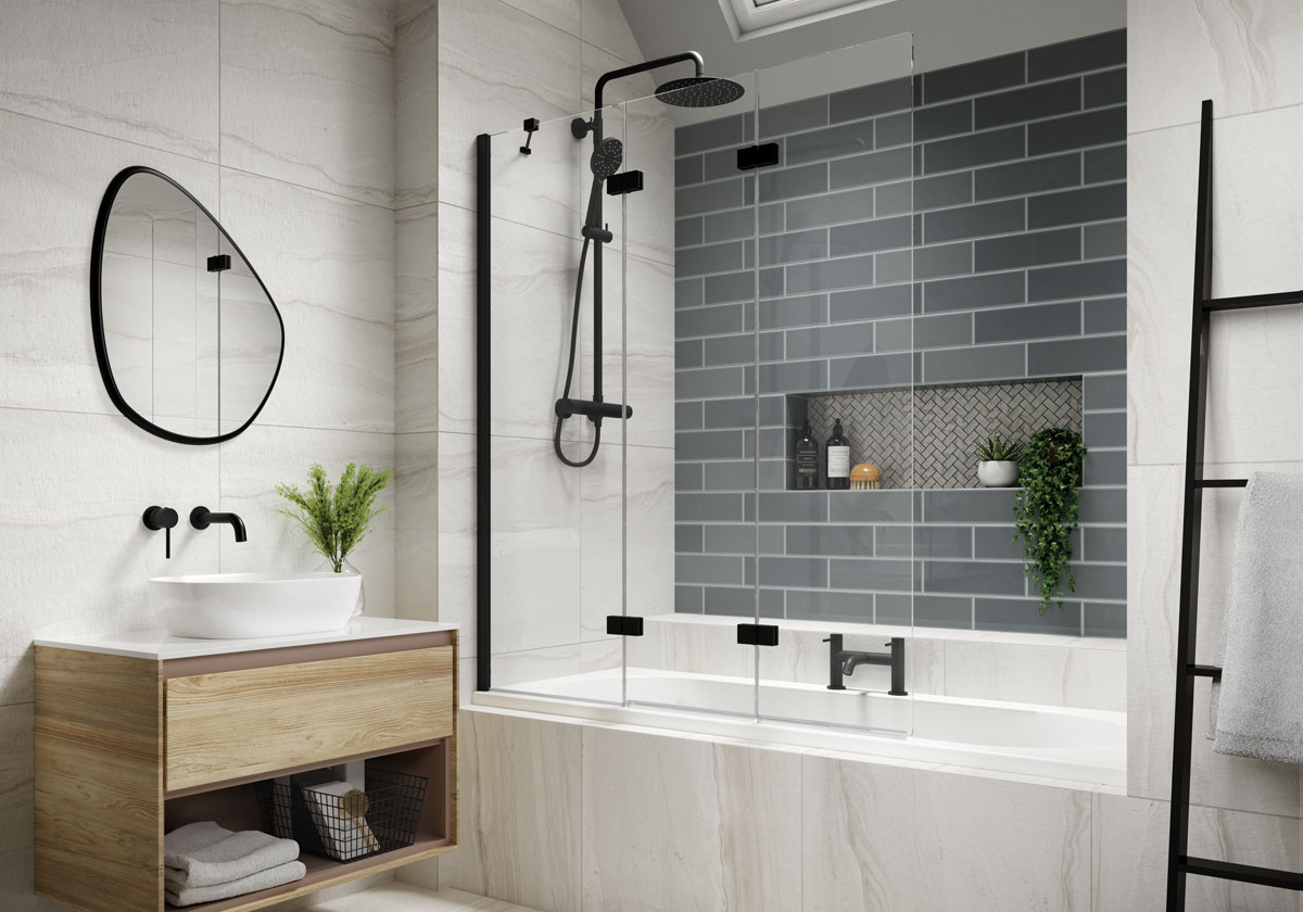 Three Panel In-Fold 6mm Matt Black (RH)