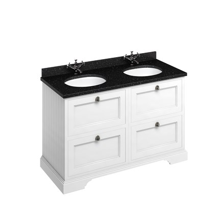 Freestanding Minerva Carrara White with Double Vanity Bowl