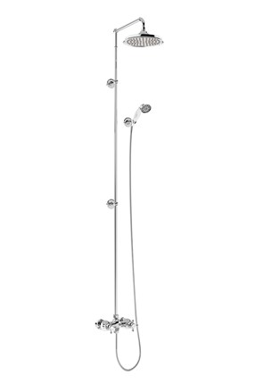 Eden Thermostatic Exposed Shower Bar Valve Single Outlet with Extended Rigid Riser and Swivel Shower Arm with Rose-with Medici accent and 6" Rose