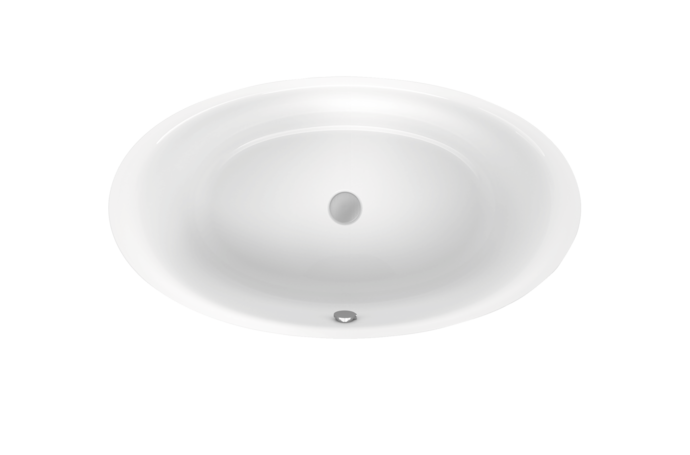 Bette Eve Oval Silhouette freestanding bath matt white, waste set chrome-1800×1000 mm