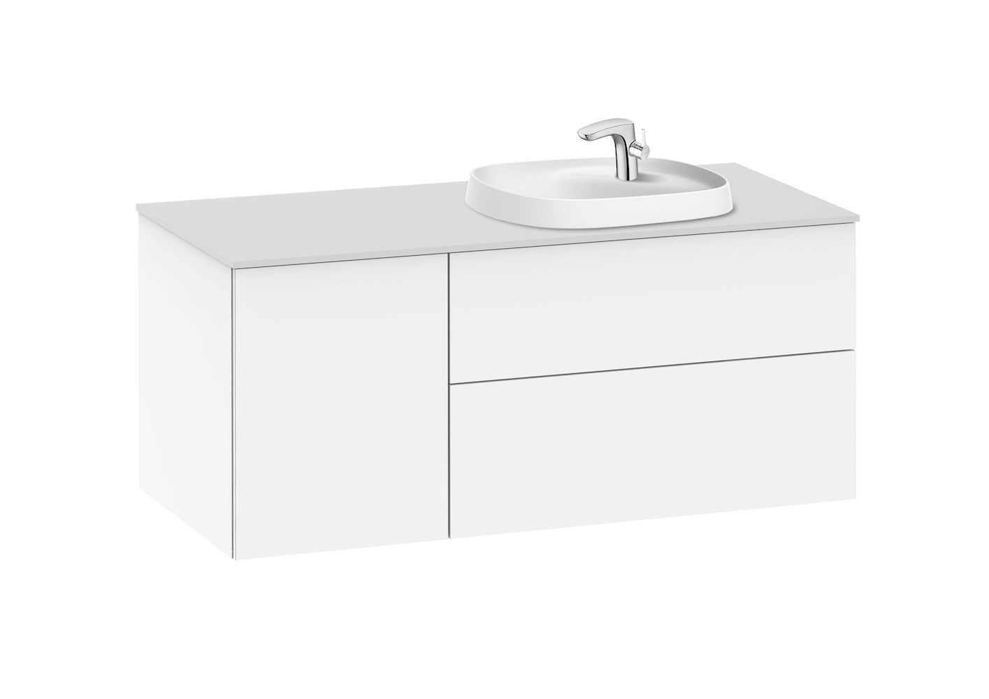 Roca - Base unit for in countertop basin on the right Gloss White 1200 x 505 x 525 mm