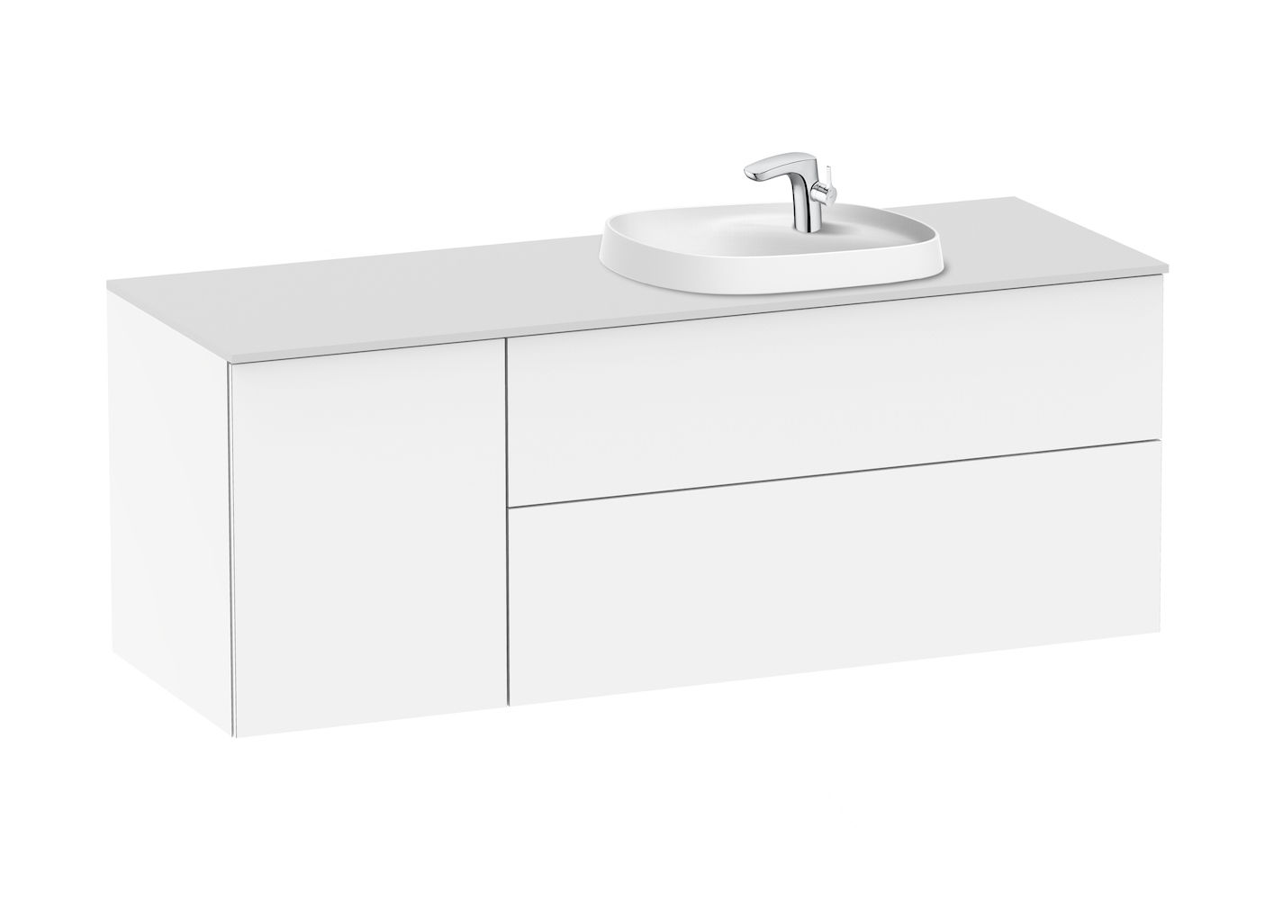Roca - Base unit for in countertop basin on the right GLOSS WHITE 1400 x 505 x 525 mm