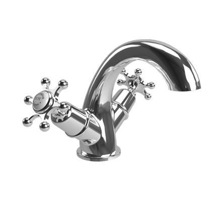 Birkenhead Mono Basin Mixer BI45-QT-Quarter turn with White accent in Chrome