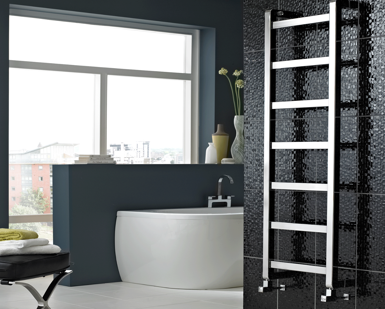 Contemporary Boxa Towel Rail Dual Energy -Chrome 620x450