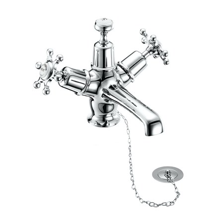 Birkenhead Basin Mixer with Plug & Chain Waste BI5-with White accent